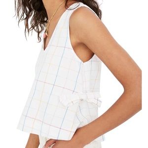 Windowpane Side Tie Tank Top